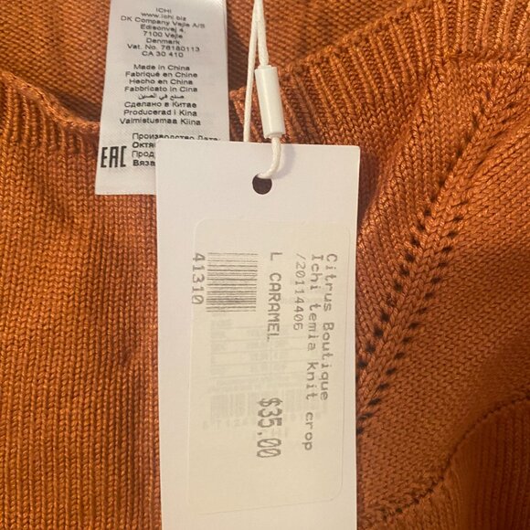 Ichi Temia Knit Crop Top in Caramel - Picture 4 of 5